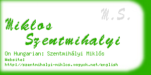miklos szentmihalyi business card