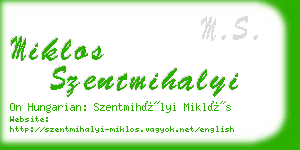 miklos szentmihalyi business card